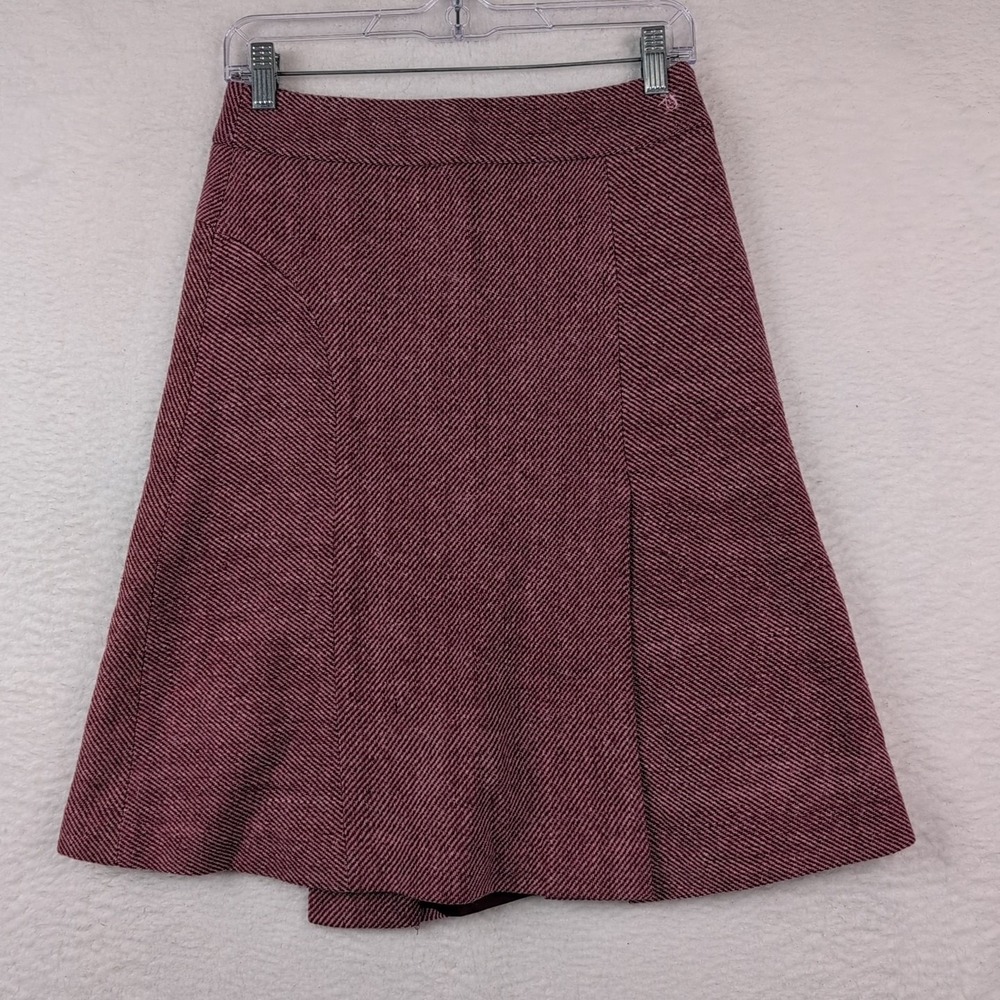 Penguin‎ By Munsingwear Wool Blend Skirt Women's 2 Rose Maroon Striped Lined